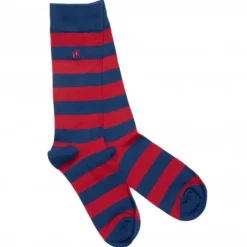 Women Swole Panda Accessories & Shoe Care|Accessories & Shoe Care^BURGUNDY STRIPED SOCKS