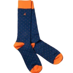 Women Swole Panda Accessories & Shoe Care|Accessories & Shoe Care^SPOTTED ORANGE SOCKS